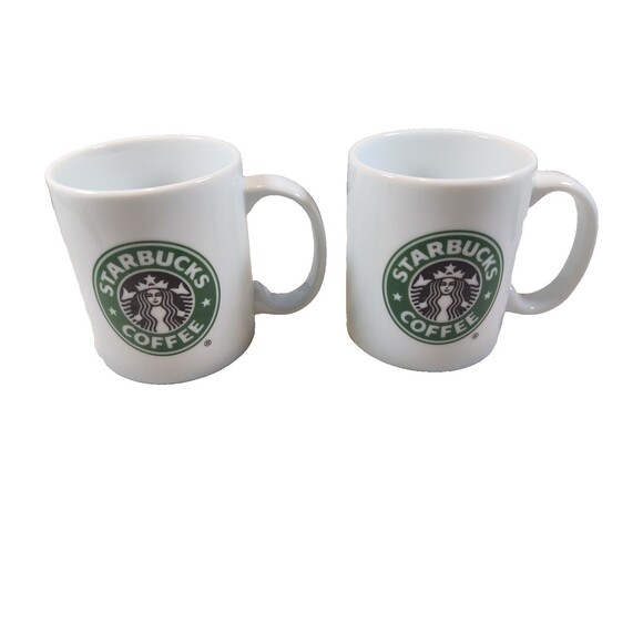 2 Original 2005 Starbucks Mermaid Logo Coffee Mug 9 oz White Tea Coffee Cups - Picture 2 of 5